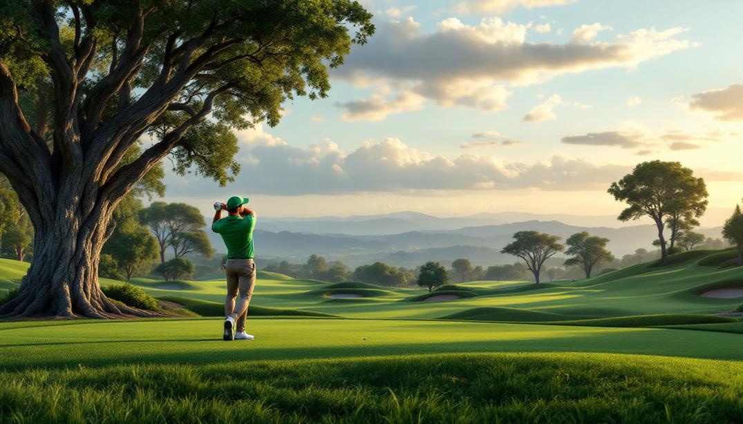 A picturesque hole from one of the best golf courses in Vista featuring natural terrain and sweeping views
