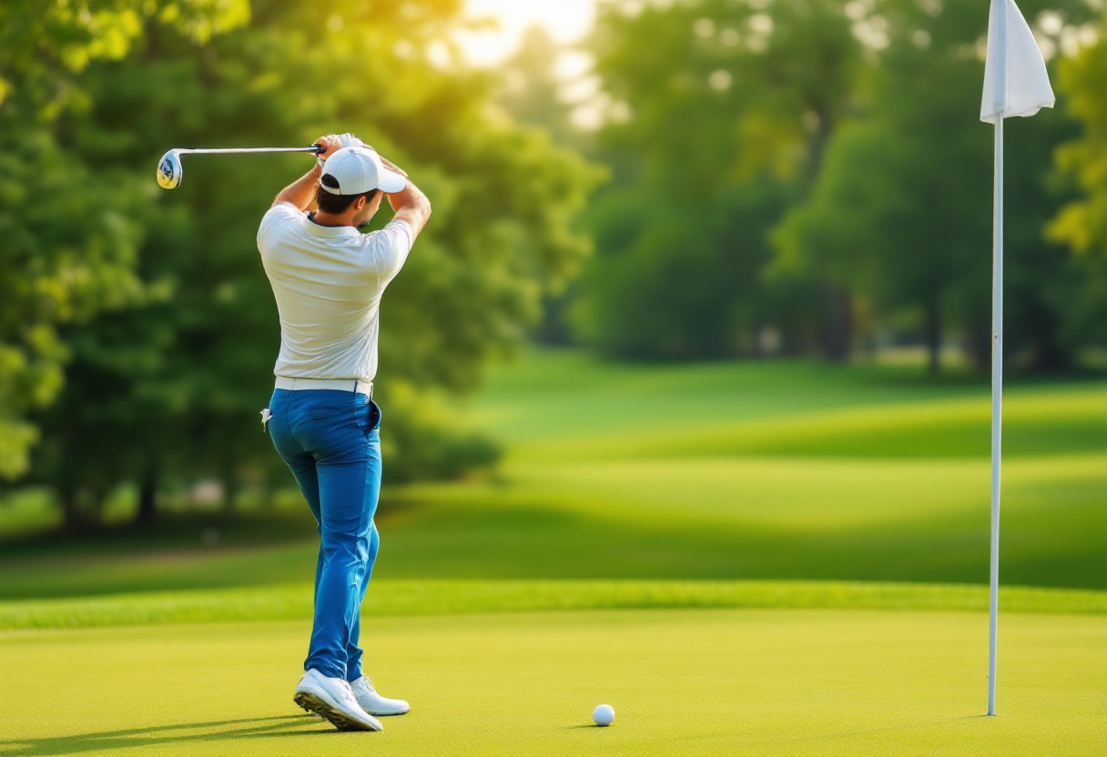 A golfer refining their skills on the practice range